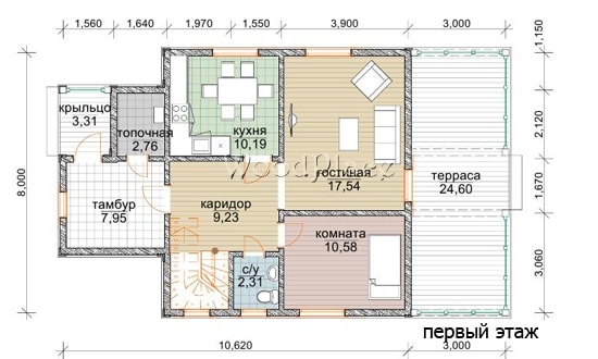 Проект каркасного дома  "Лида"